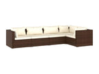 5-piece garden furniture set with cushions, brown woven resin, 2 LIOO29131