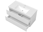 Bathroom furniture set 100cm single sink column round wall mirror White SDTT54090