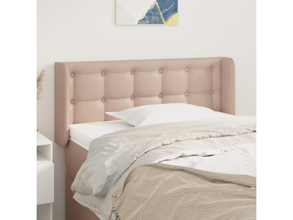 Headboard with wings, Cappuccino color, 103x16x78/88 cm, Faux leather, UCXR37775