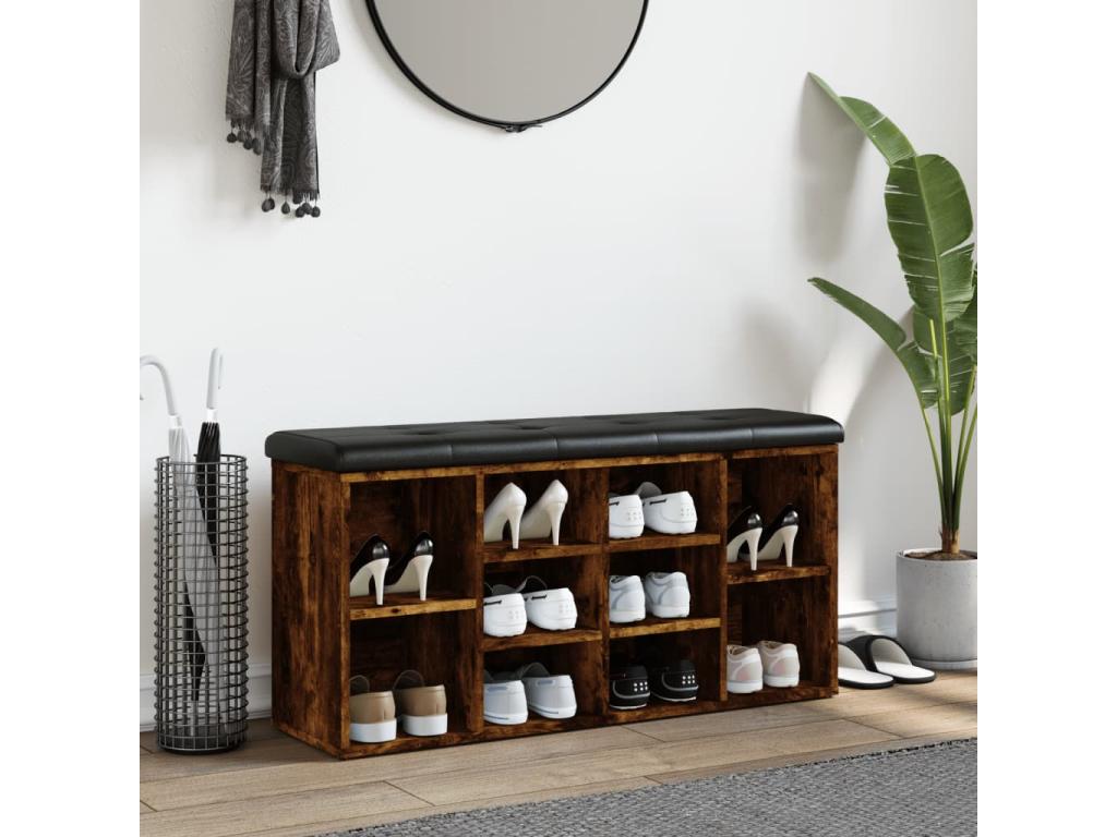 Smoked oak shoe bench 102x32x50 engineered wood LILB11747