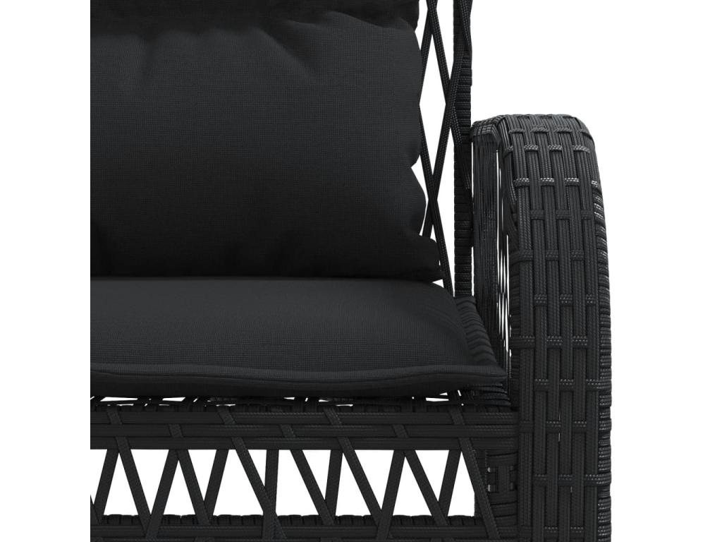 4-piece garden furniture set with cushions, black woven resin MPBF76154