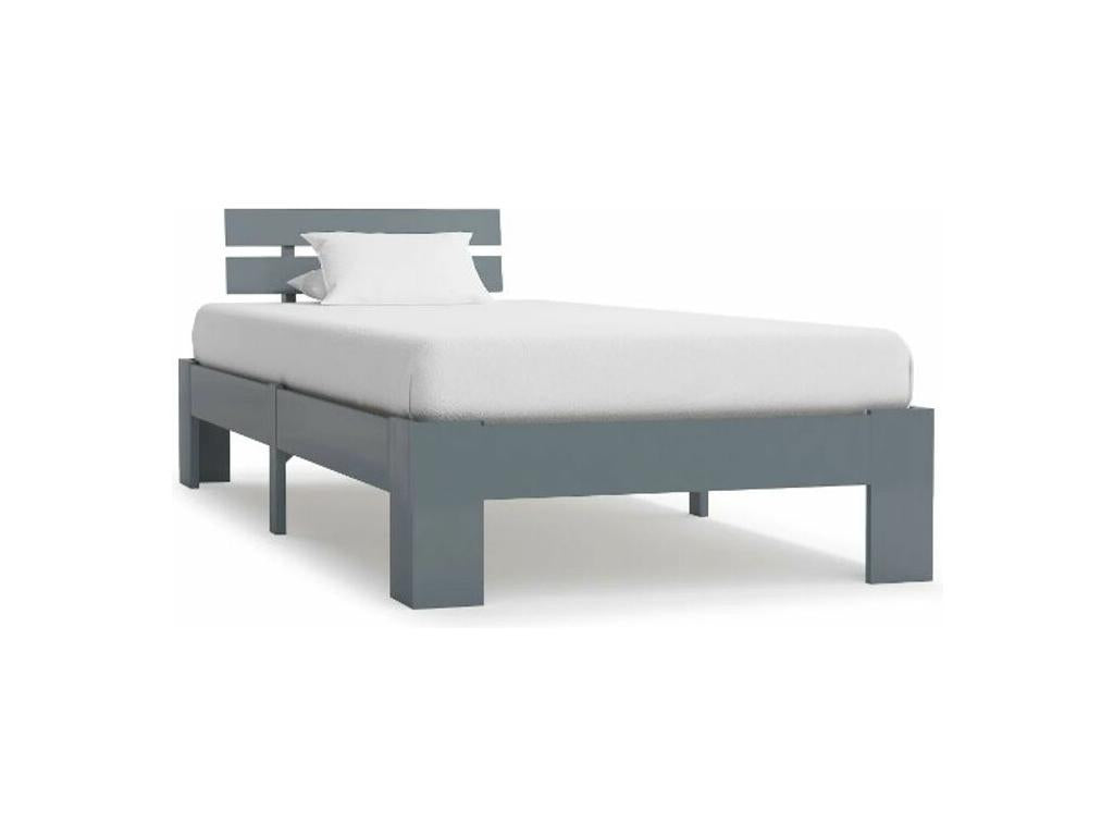 Single adult bed, solid pine, grey, Decohaute, 100x200 cm, YQPO79085