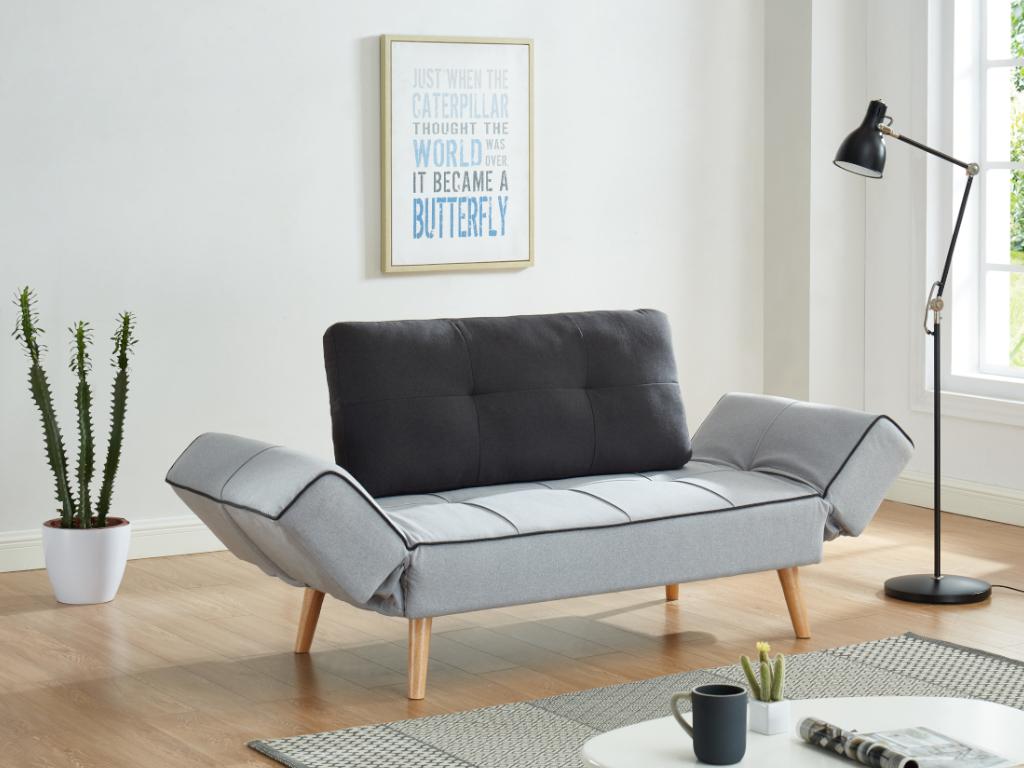 Decohaute convertible sofa in Decohaute II fabric - Light grey and anthracite LHTW82613
