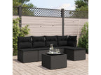 6-piece garden furniture set with cushions, black resin wicker IYOQ22147