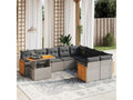 Garden furniture set with cushions, 10 pieces, grey woven resin PWGY88154