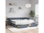 Daybed with pull-out bed and drawers, dark grey, 90x200cm, velvet, EPUL31326