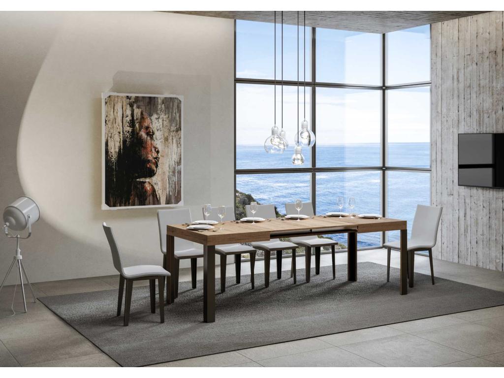 Extendable table 80x140/224 cm Decohaute Natural Oak frame Anthracite QMMA20921