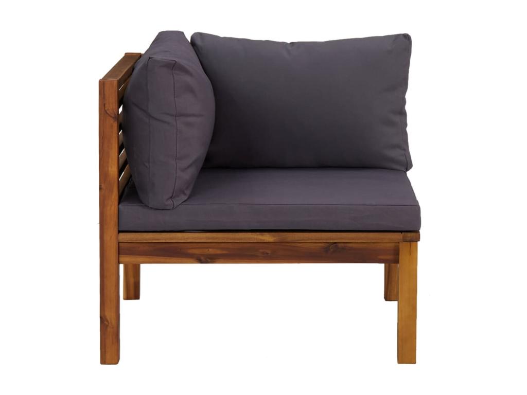 2-piece corner sofa set with dark grey cushions, Decohaute wood, VRIY74331