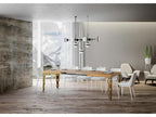 Extendable table 90x160/420 cm Karamay Natural Oak with gold frame ZENL28743