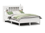 White bookcase bed without mattress, 135x190 cm, solid pine wood, KFQN02705