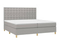 Upholstered bed base with mattress, light grey, 200x200cm, fabric UZSN36323