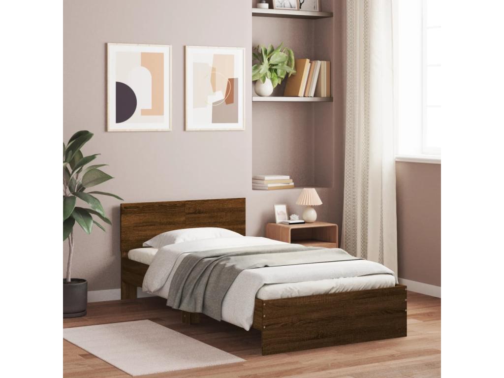 Bed frame without mattress with headboard 100x200 cm RFDW41835