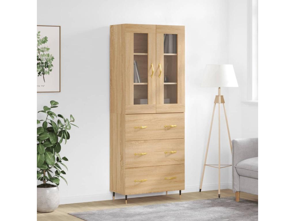 Chezlova Oak Highboard 69.5x34x180 cm Engineered Wood TTOF06545