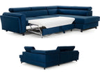 Convertible corner sofa - Chezlova VELVET - in blue Chezlova fabric, 5-seater, right-hand corner as seen from the front ENOE09501