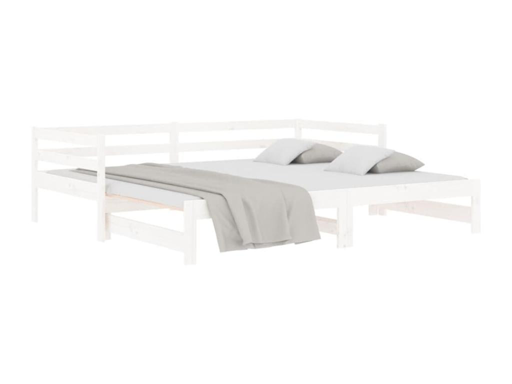 Daybed with pull-out bed, white, 90x190 cm, solid pine wood, NWCJ28965