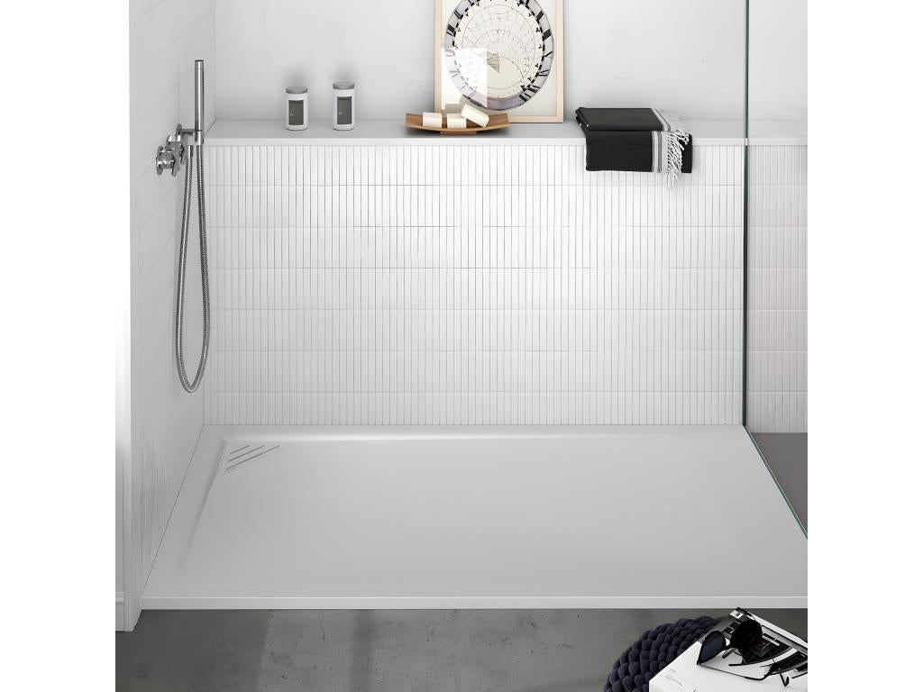 White shower tray with smooth finish, Decohaute colored grate - 170x90 cm NHUZ84806