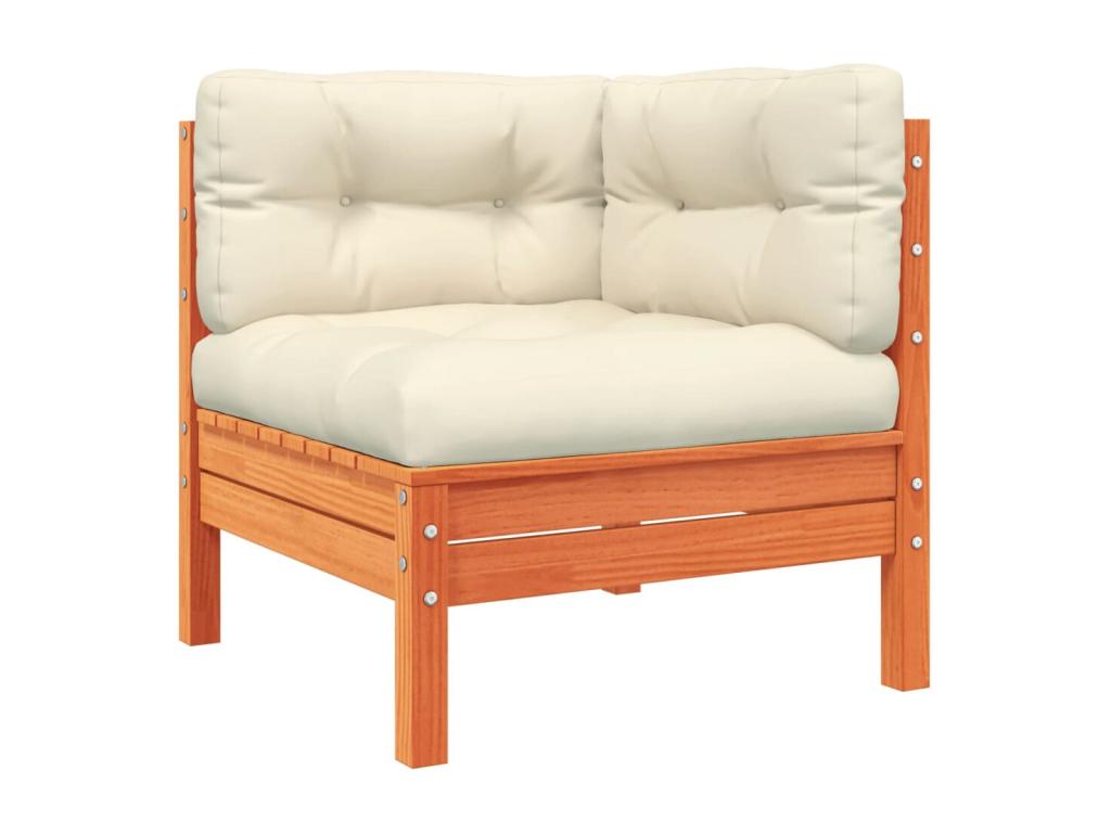 8-piece garden furniture set with cushions, brown wax, solid pine wood FEQY98334