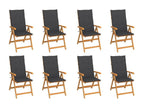 8-Piece Reclining Garden Chairs with Cushions, Solid Teak OVOH36511