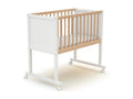 COMFORT Wooden Crib, White and Varnished Beech, 40x80 cm, OAZV01208
