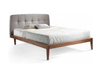 Double bed 150x200 walnut wood and Noviza fabric headboard - Decohaute Color 54 HYBX13662