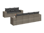 8-piece garden furniture set with grey resin wicker cushions WGSB77932
