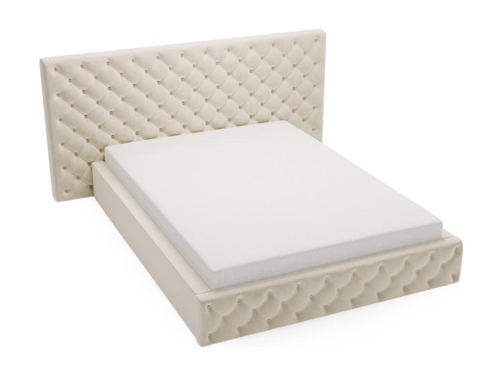 Upholstered bed with storage - 180x200 - double bed - velvet - beige - Madera RZIA40047