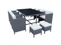 Nesting lounge set / garden table in woven resin - Grey / Ecru - Decohaute 10 OCOH59620
