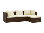 4-piece garden furniture set with cushions, brown woven resin, FVFX08070