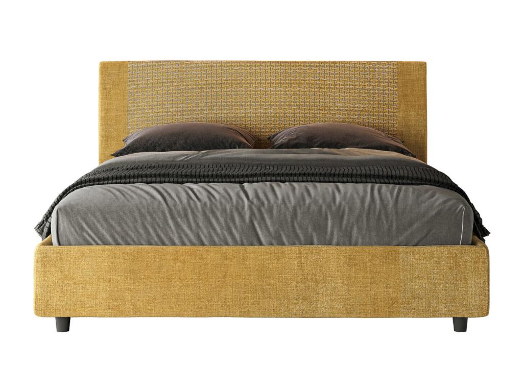 Bed with upholstered slatted base 160x210 Labirinto 06 yellow fabric Rosal EGNS29455