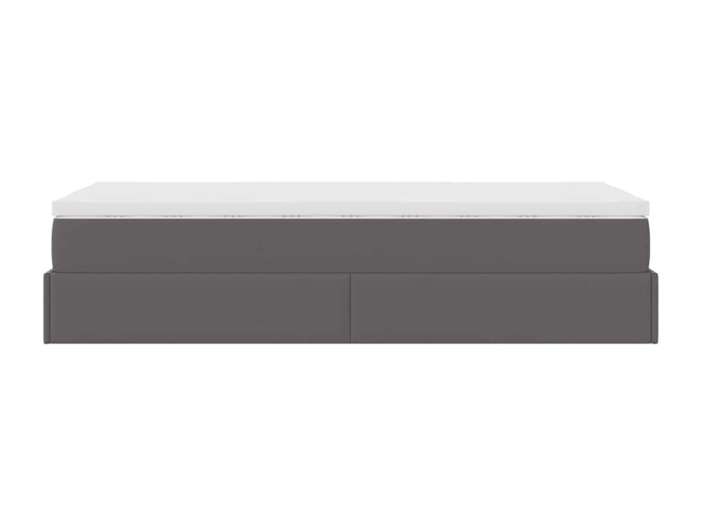 Ottoman bed frame with grey 100x200 cm faux leather mattress IOMY12092