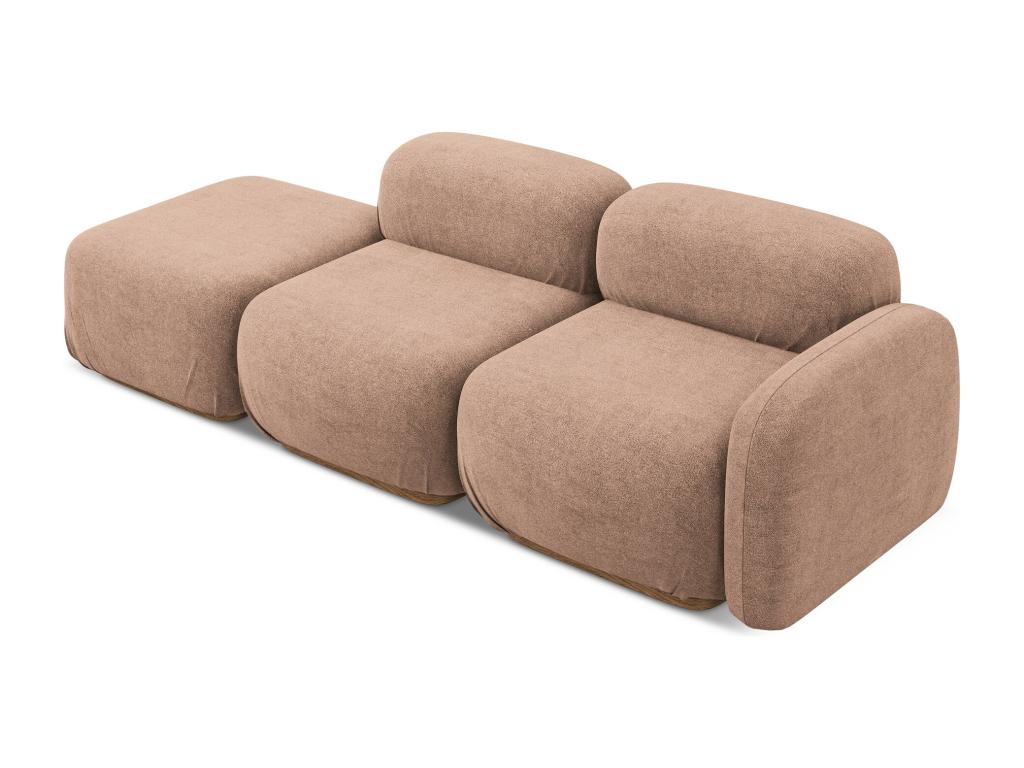 Modular 3-seater sofa, left-hand facing, in Bouclé fabric - muted pink - Decohaute GIHL86447
