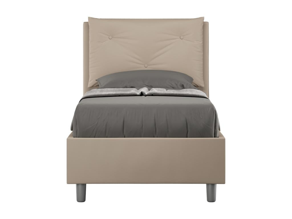 Domopure dove grey faux leather bed with padded slatted base 80x200 HOSX63281