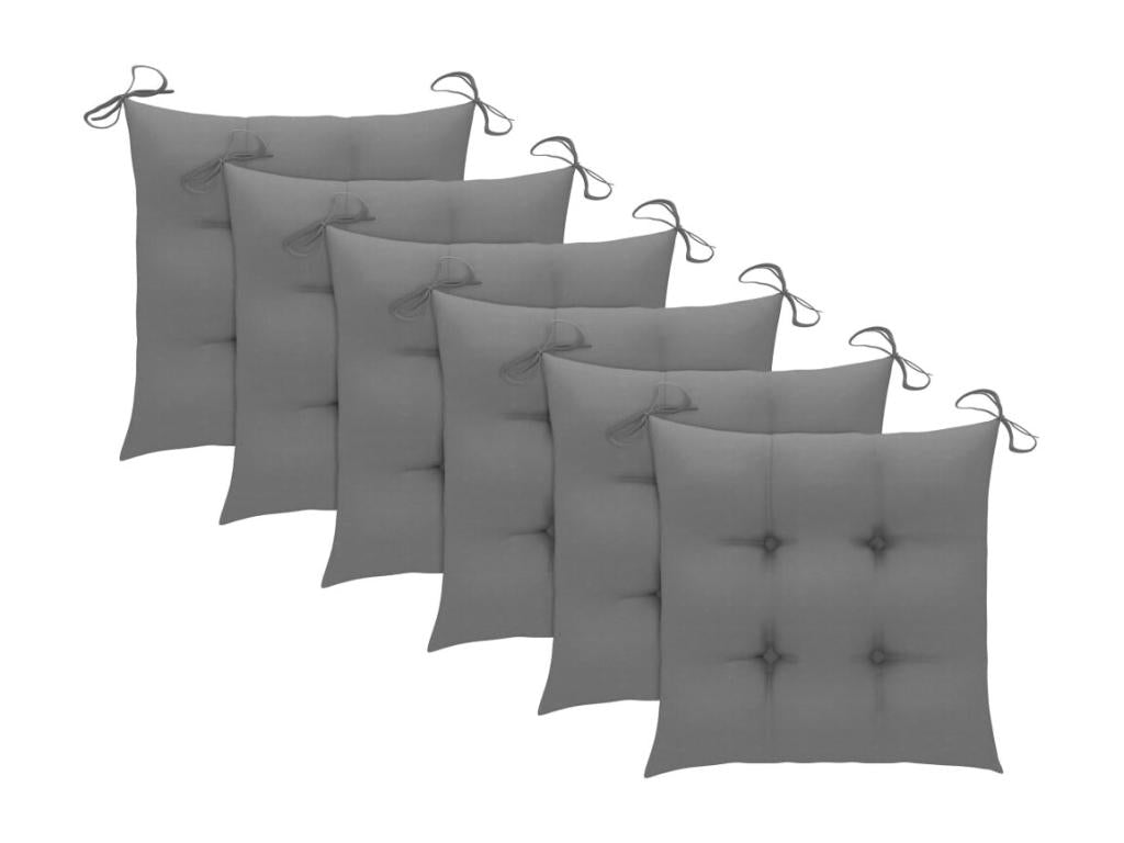 Garden chairs with grey cushions, 6 pieces, solid teak wood, CAJE89016