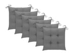 Garden chairs with grey cushions, 6 pieces, solid teak wood, CAJE89016