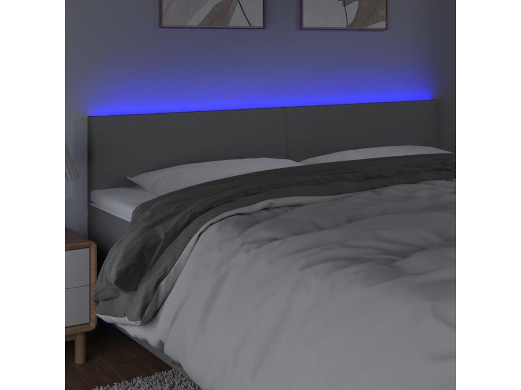 Light Grey LED Headboard 200x5x78/88 cm Fabric UPZL52124