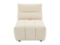 Decohaute UYPJ45862 Beige Textured Fabric Armchair with Adjustable Backrest
