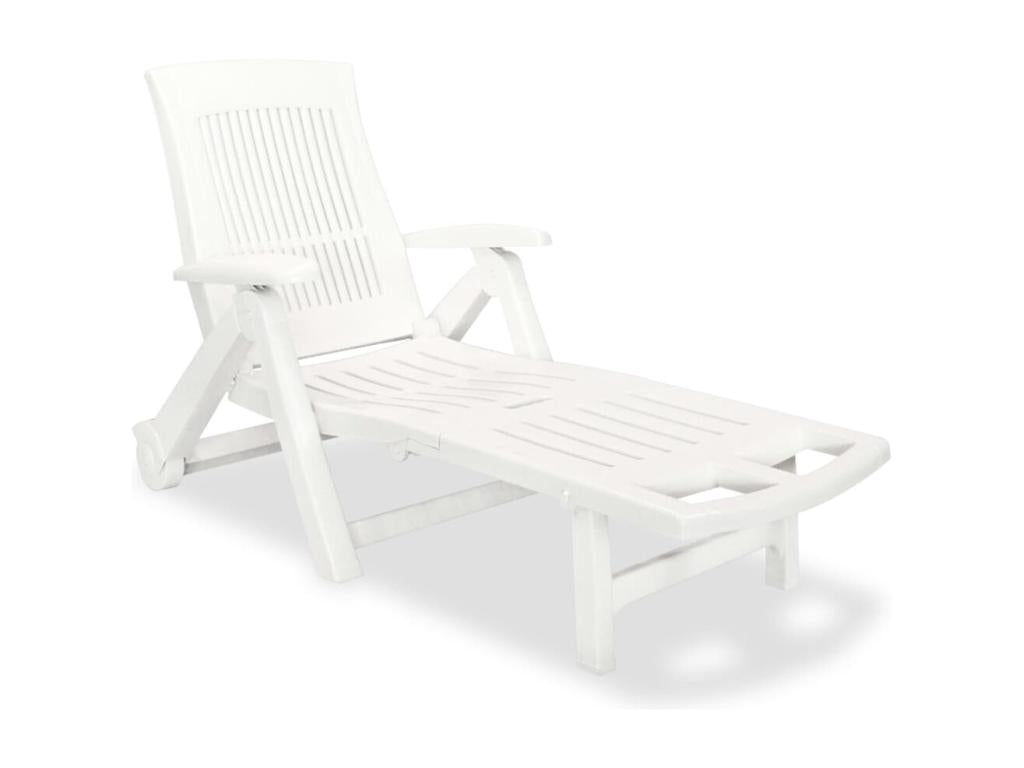 Chaise longue with footrest, white plastic, UYAN85864