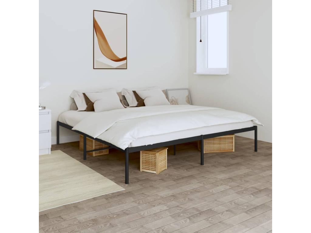 Black metal bed 180x200 WURX30923