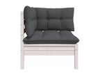 3-piece garden furniture set with cushions, white, solid pine wood, IJTU37884
