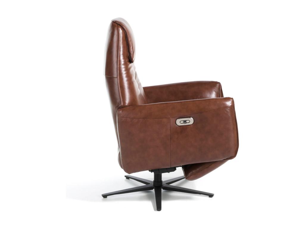 Decohaute swivel armchair in brown leather with steel legs - Decohaute-Color Decohaute 20 Brown DEIJ92761