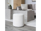Decohaute - Round Pouf 34cm in Bouclé Fabric, White AFCT17516