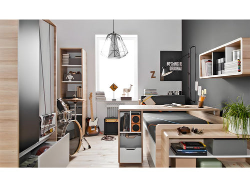 Evolve 2-Door Wardrobe, White and Black Wood HLJC02583