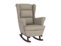 Rocking chair with rubberwood legs, light grey velvet, BPCW44570