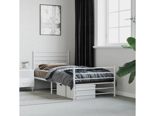 Metal bed frame with white headboard/footboard 100x200cm CLBG81195