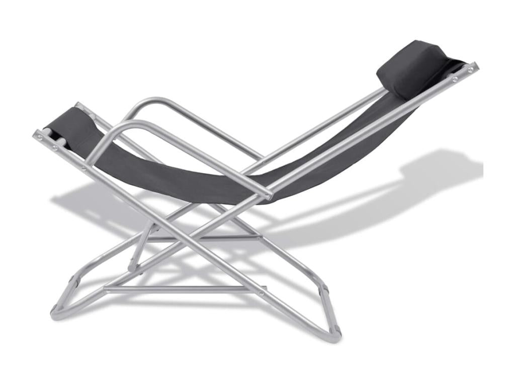 Set of 2 reclining patio chairs, black steel, JBNF69434