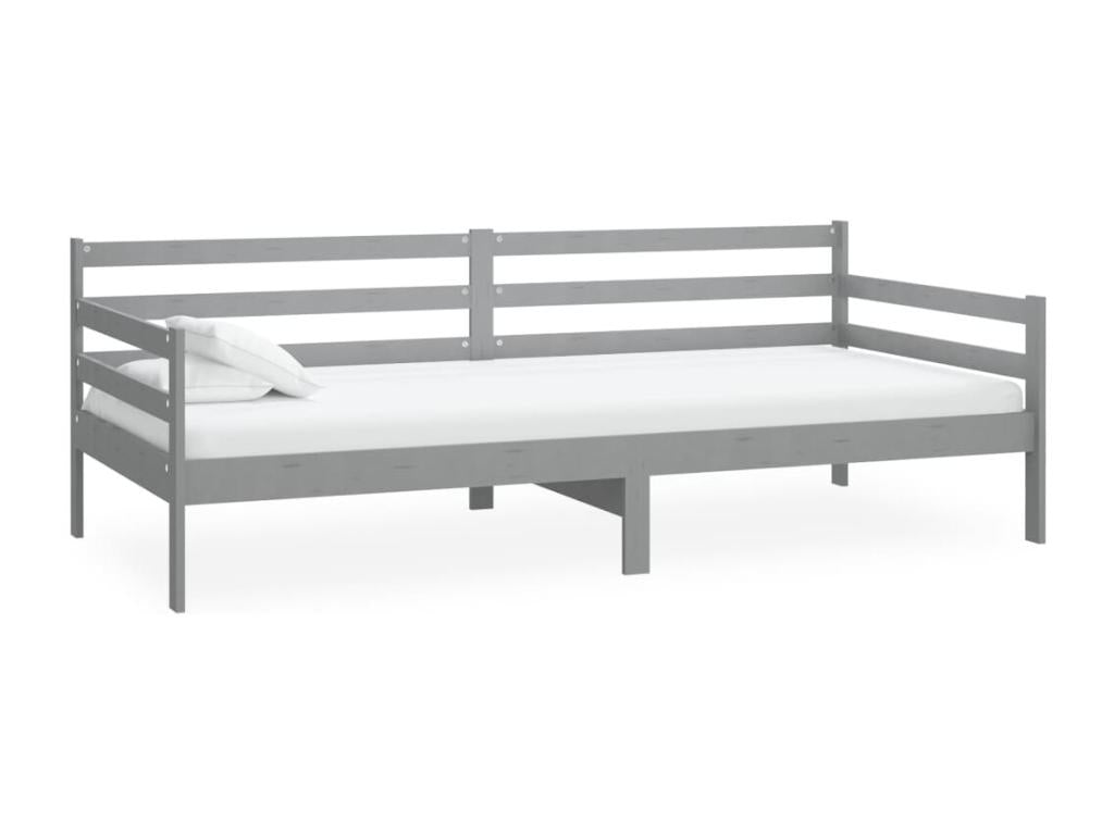Daybed with mattress 90x200 cm Grey Solid pine wood XOPZ55755