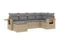 Garden furniture set with cushions, 6 pieces, beige woven resin, WLSY39472