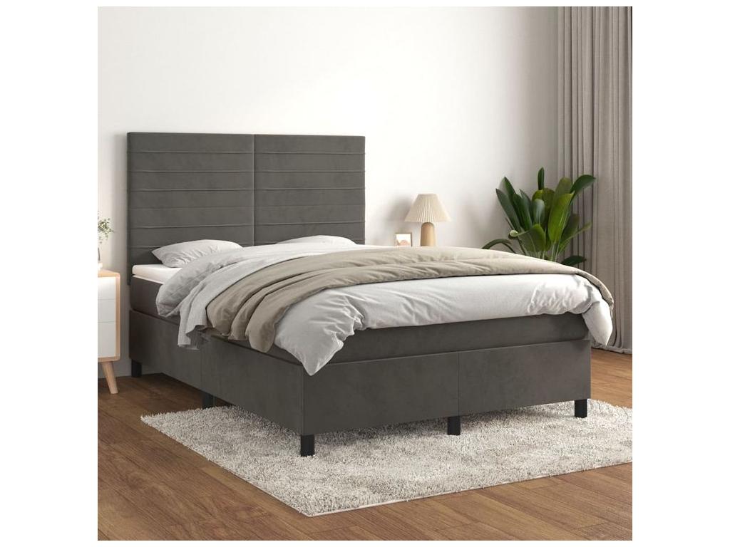 Chezlova bed base and mattress, Dark Grey 140x200 Velvet RNBU39536