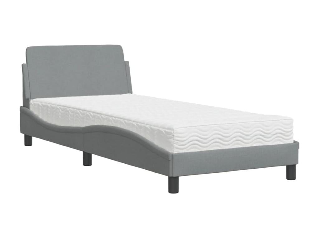 Bed with light grey mattress 90x200 cm fabric BQHA93336
