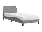 Bed with light grey mattress 90x200 cm fabric BQHA93336